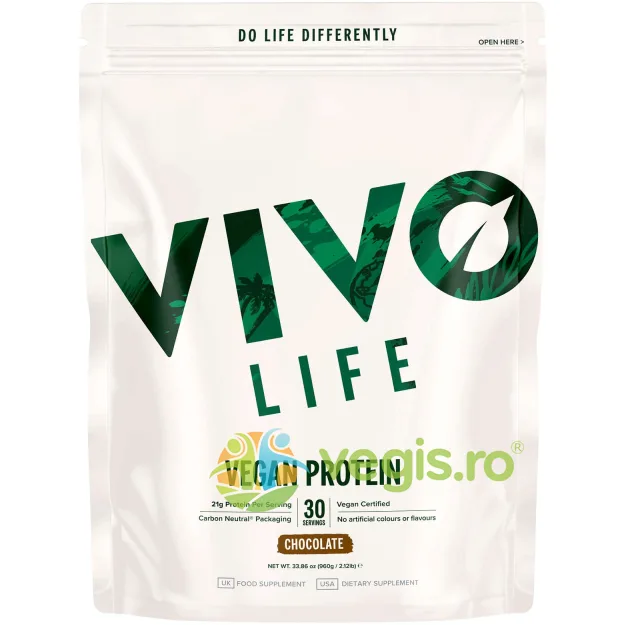 Proteine Vegetale (Mazare, Canepa si Dovleac) cu Aroma de Ciocolata Vivo Vegan Protein 900g VIVO LIFE — preț și oferte
