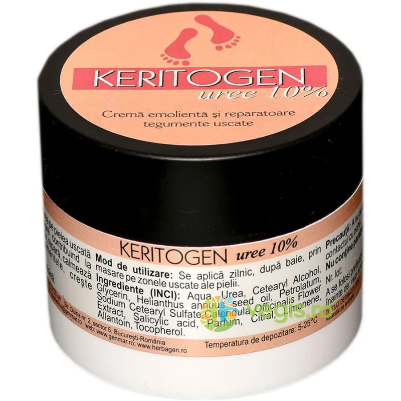 Crema Emolienta si Reparatoare pentru Tegumente Uscate cu 10% Uree Keritogen 50g — preț și oferte