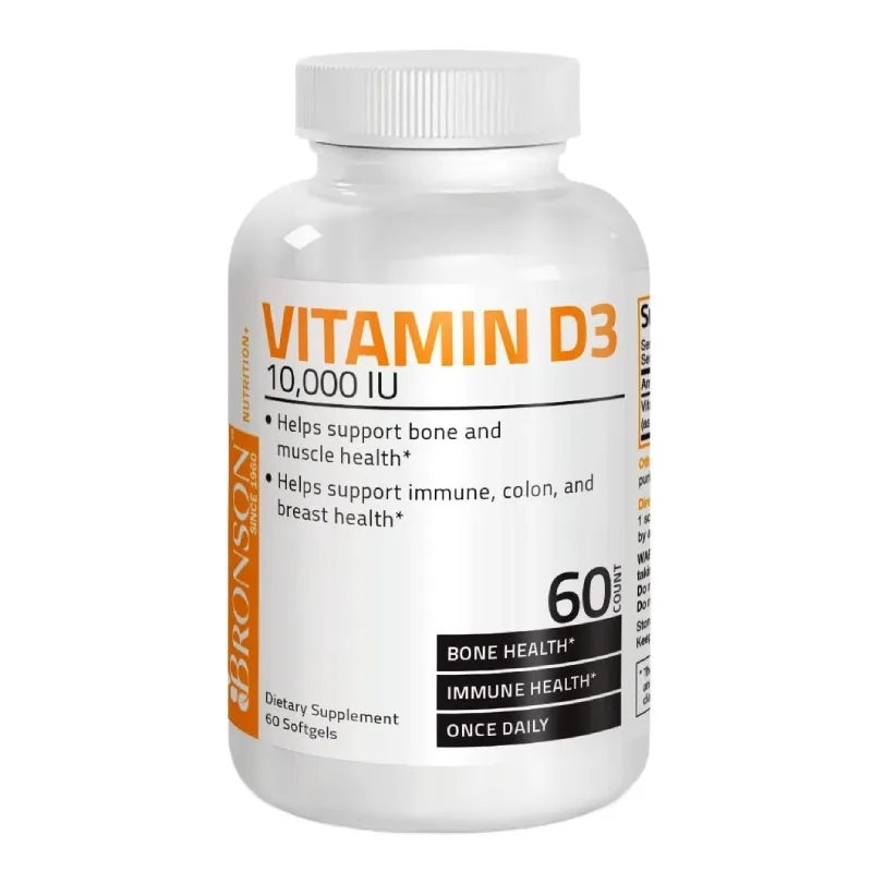 Vitamina D3, 10000 UI, 60 capsule, Bronson Laboratories — preț și oferte