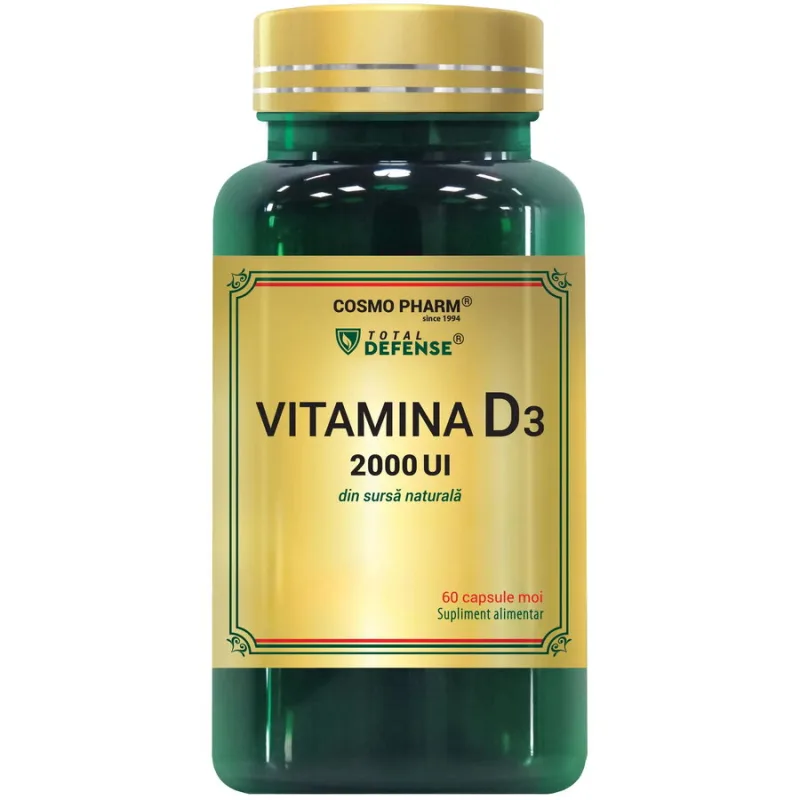 Vitamina D3 2000UI din Sursa Naturala Premium 60cps COSMO PHARM — preț și oferte