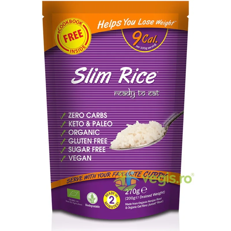 Paste sub Forma de Orez din Faina de Konjac fara Gluten Ecologice/Bio 270g SLIM PASTA — preț și oferte
