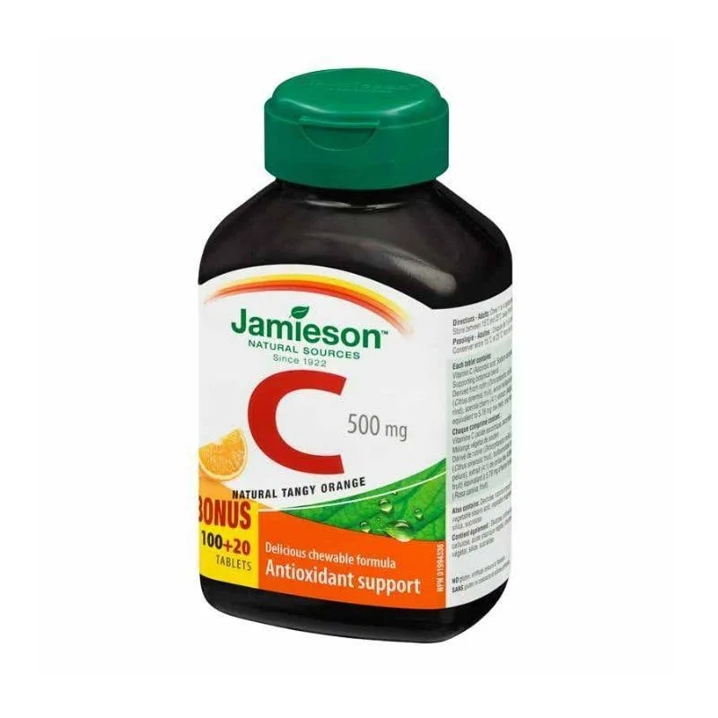 Vitamina C 500mg cu gust de portocale, 120 tablete masticabile, Jamieson — preț și oferte