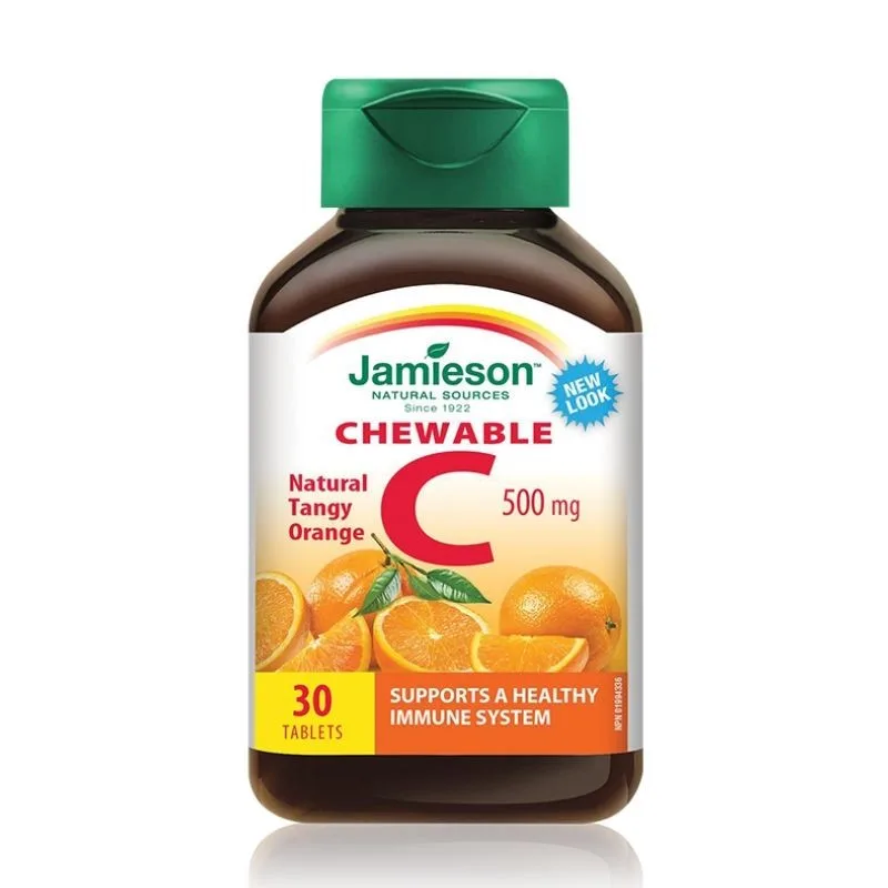 Vitamina C cu gust de portocale, 500 mg, 30 tablete, Jamieson — preț și oferte