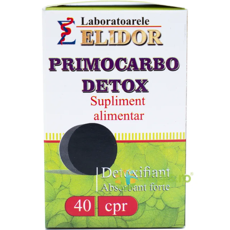 PrimoCarbo Detox (Carbune Medicinal + Extracte Vegetale) 40cpr ELIDOR — preț și oferte