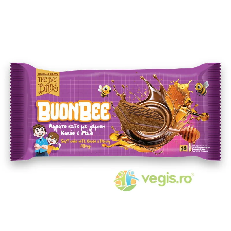Prajitura cu Crema de Cacao Indulcita cu Miere fara Zahar Buon Bee 25g THE BEE BROS — preț și oferte