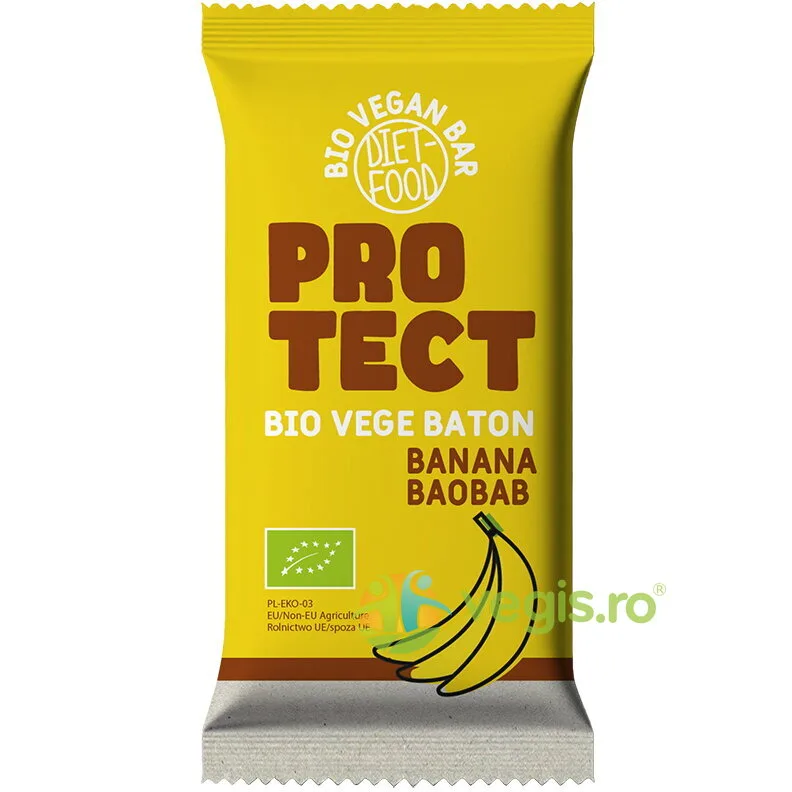 Baton cu Banane si Baobab Protect Ecologic/Bio 35g DIET FOOD — preț și oferte