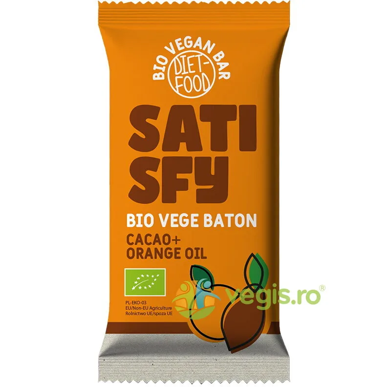Baton cu Ciocolata si Portocale Satisfy Ecologic/Bio 35g DIET FOOD — preț și oferte