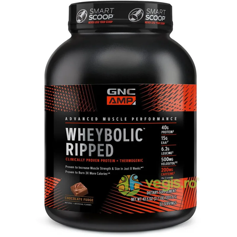 Proteina din Zer cu Aroma de Ciocolata Amp Wheybolic Ripped 1205.6g GNC — preț și oferte