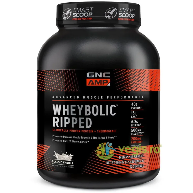 Proteina din Zer cu Aroma de Vanilie Amp Wheybolic Ripped 1148.4g GNC — preț și oferte