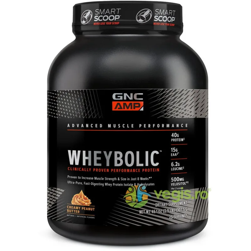 Proteina din Zer cu Aroma de Unt de Arahide Amp Wheybolic 1307.5g GNC — preț și oferte