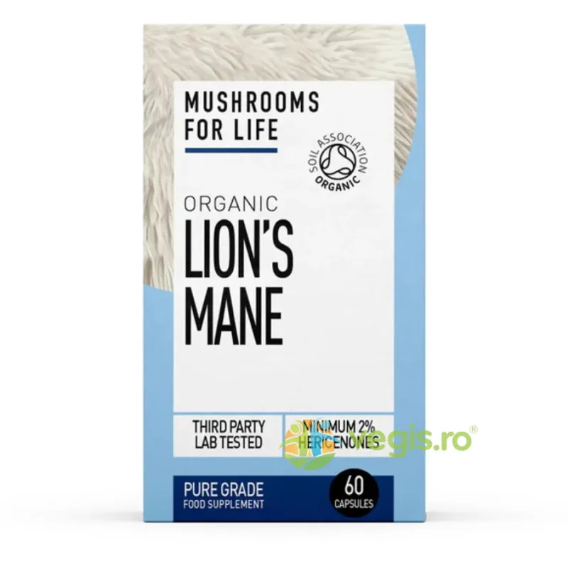 Lion's Mane Mushroom 800mg Pure Grade Extract Organic 60cps MUSHROOMSFORLIFE — preț și oferte
