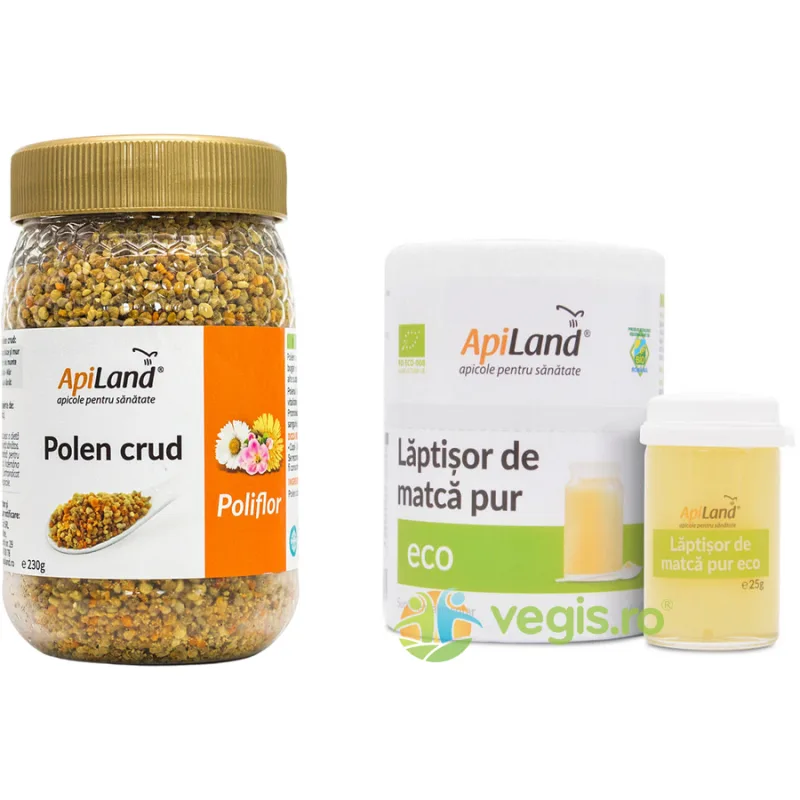 Pachet Polen Crud Poliflor 230g + Laptisor de Matca Pur Ecologic/Bio 25g APILAND — preț și oferte