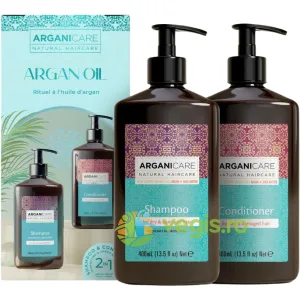 Set Sampon si Balsam pentru Par Uscat sau Deteriorat cu Ulei de Argan si Unt de Shea 2x400ml