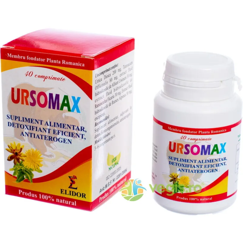 Ursomax (Detoxifiant, Antiaterogen) 40cpr ELIDOR — preț și oferte