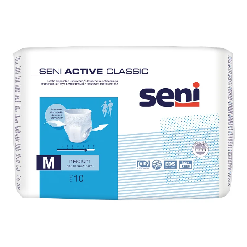 Scutece tip chilot pentru adulti Active Classic Medium, 10 bucati, Seni — preț și oferte