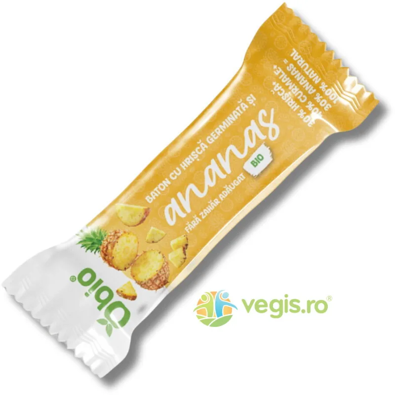 Baton cu Hrisca Germinata si Ananas fara Zahar Ecologic/Bio 35g OBio — preț și oferte