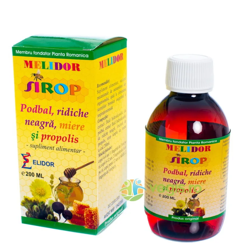Sirop cu Podbal, Ridiche Neagra, Miere si Propolis 200ml ELIDOR — preț și oferte
