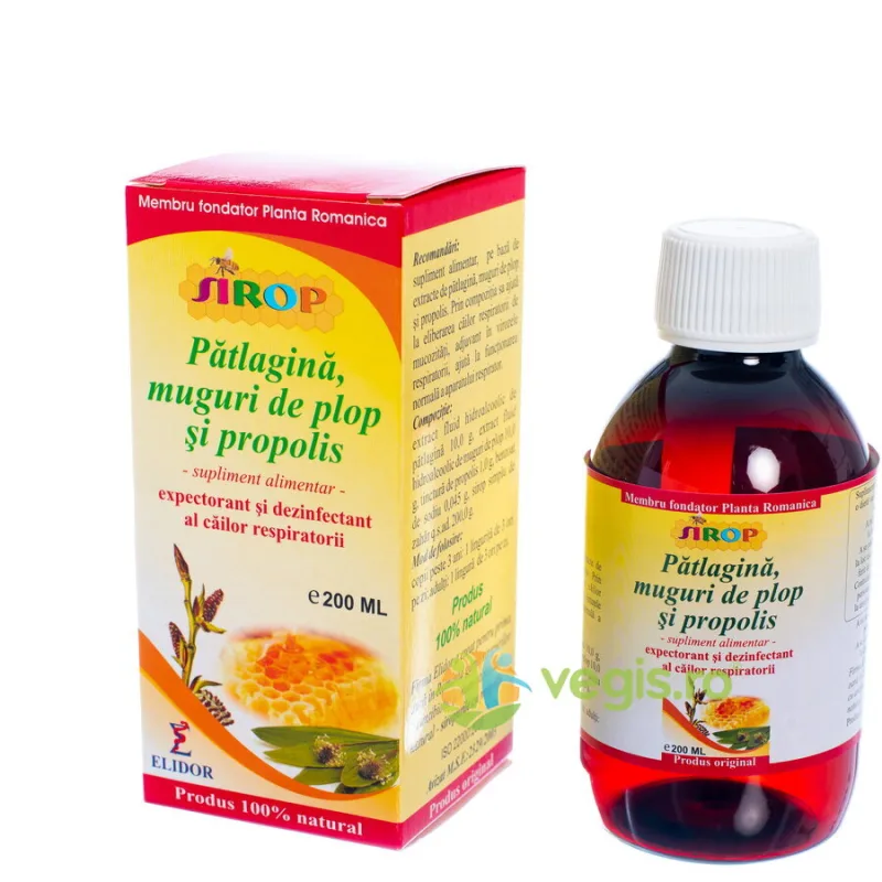 Sirop de Patlagina, Muguri de Plop si Propolis 200ml ELIDOR — preț și oferte
