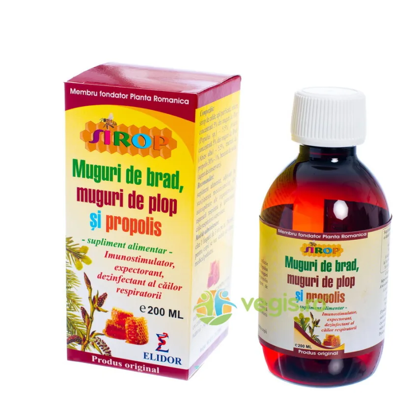Sirop Muguri de Brad, Muguri de Plop si Propolis 200ml ELIDOR — preț și oferte