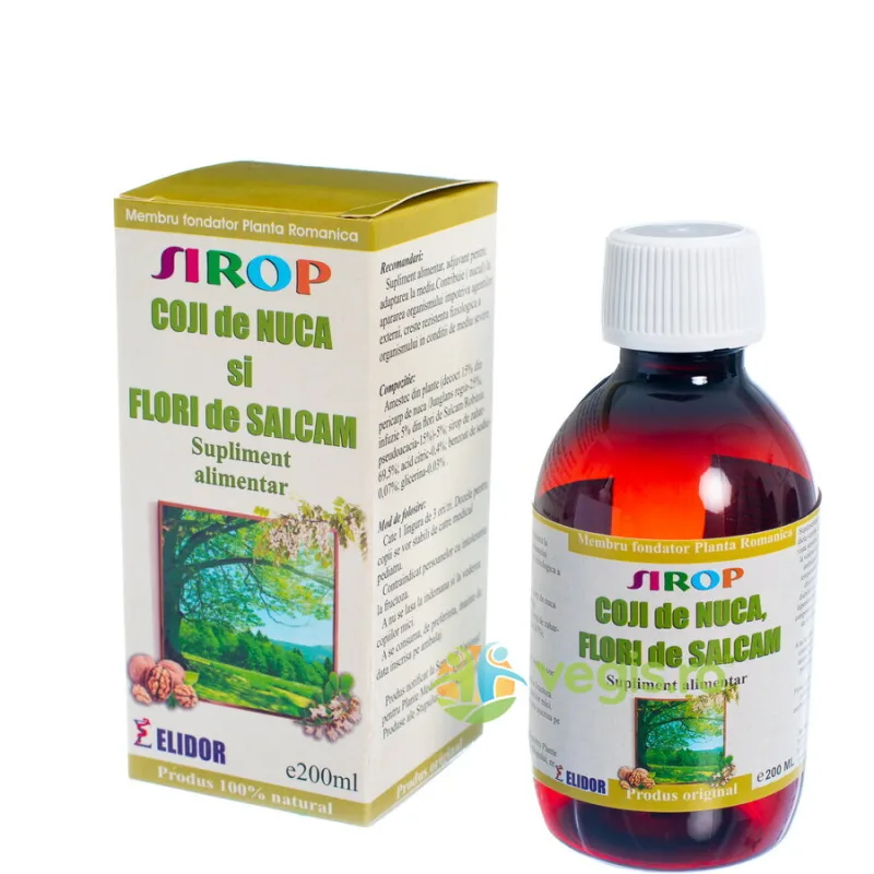 Sirop de Coji de Nuca, Flori de Salcam si Miere 200ml ELIDOR — preț și oferte