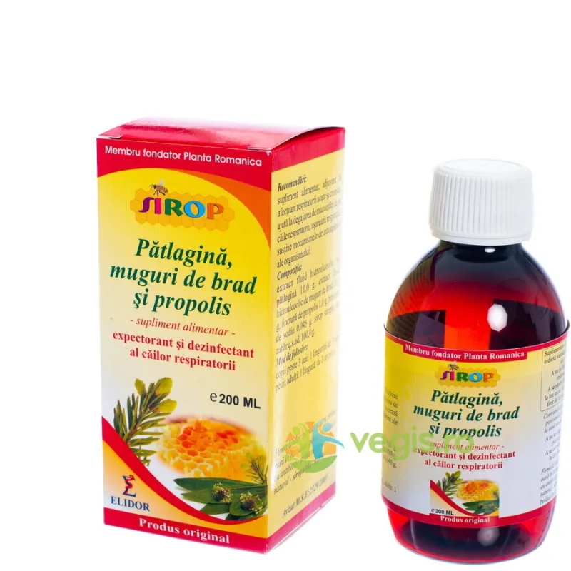 Sirop de Patlagina, Muguri de Brad si Propolis 200ml ELIDOR — preț și oferte