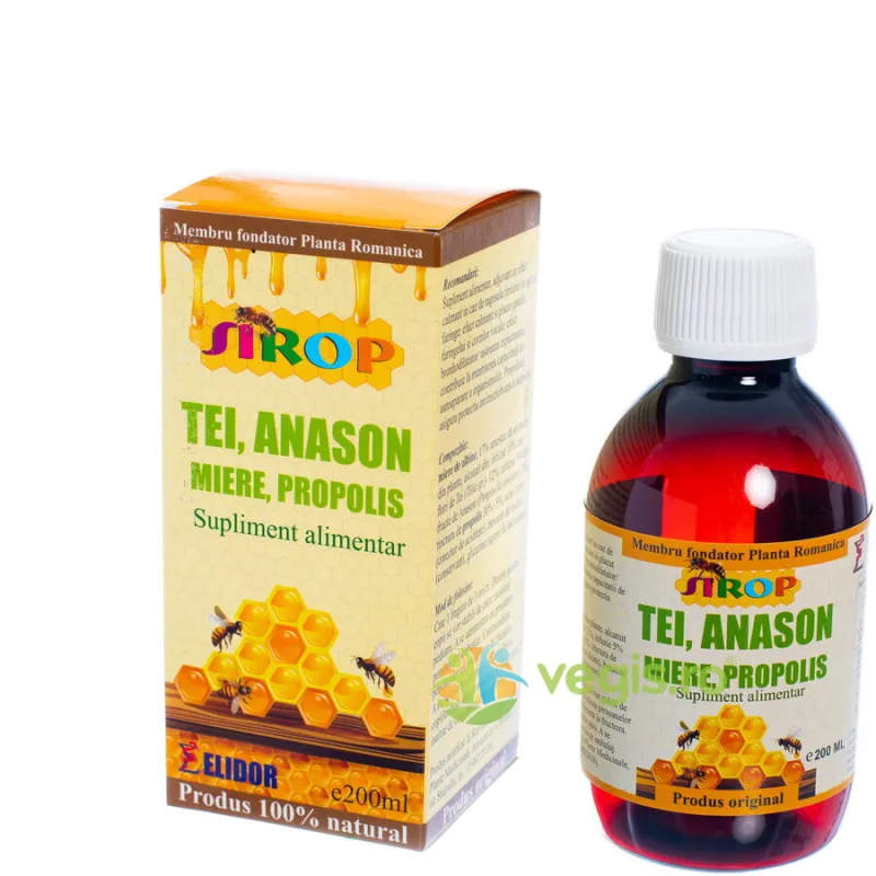 Sirop de Tei, Anason, Miere si Propolis 200ml ELIDOR — preț și oferte