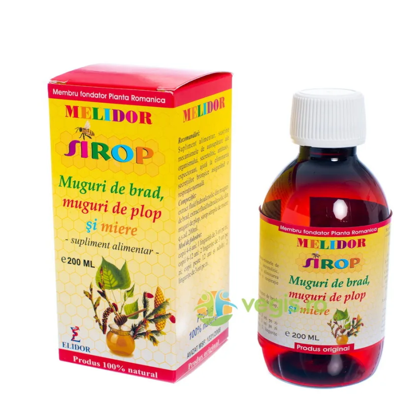 Sirop Muguri de Brad, Muguri de Plop si Miere 200ml ELIDOR — preț și oferte