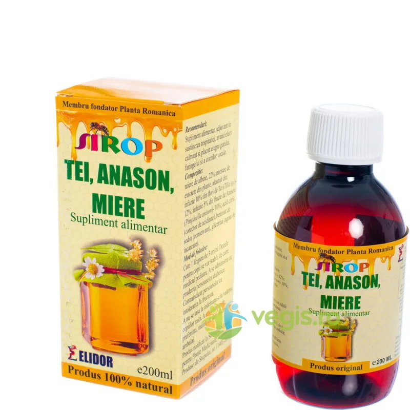 Sirop de Tei, Anason si Miere 200ml ELIDOR — preț și oferte