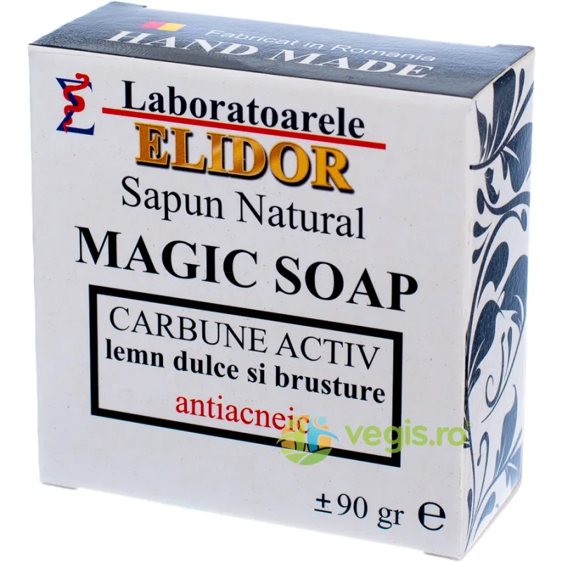 Sapun Antiacneic cu Carbune Activ, Lemn Dulce si Brusture Magic Soap 90g ELIDOR — preț și oferte
