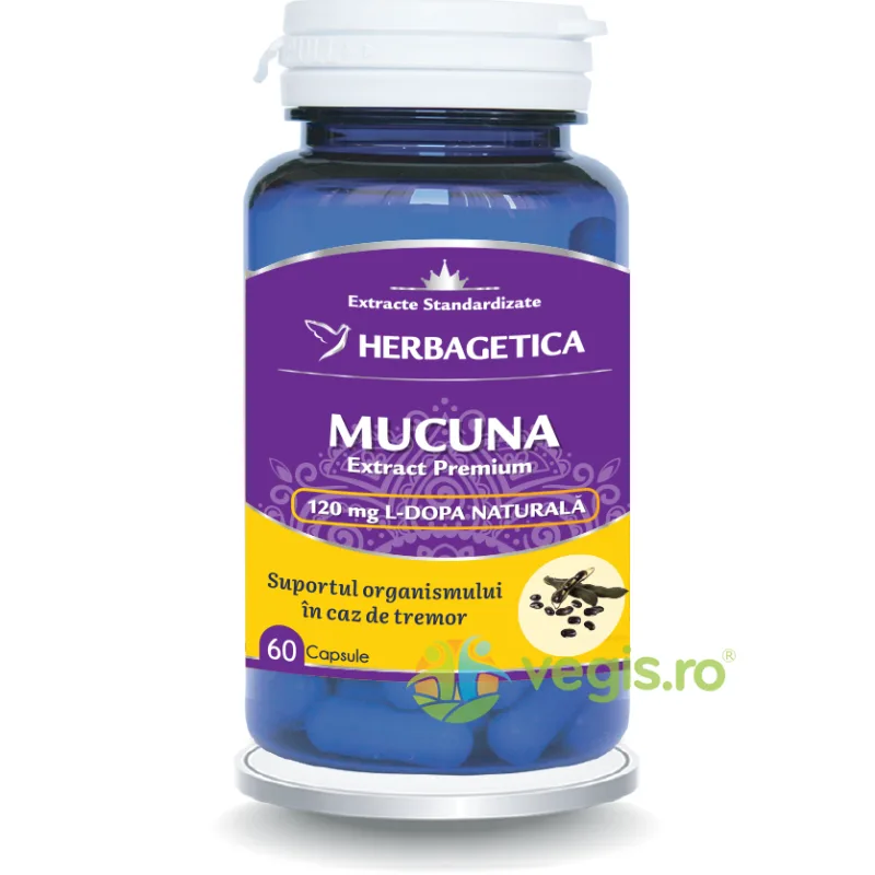 Mucuna 60cps HERBAGETICA — preț și oferte
