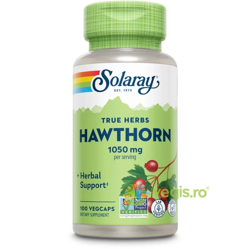 Hawthorn Berry (Paducel) 1050mg 100cps vegetale Secom, Solaray — preț și oferte