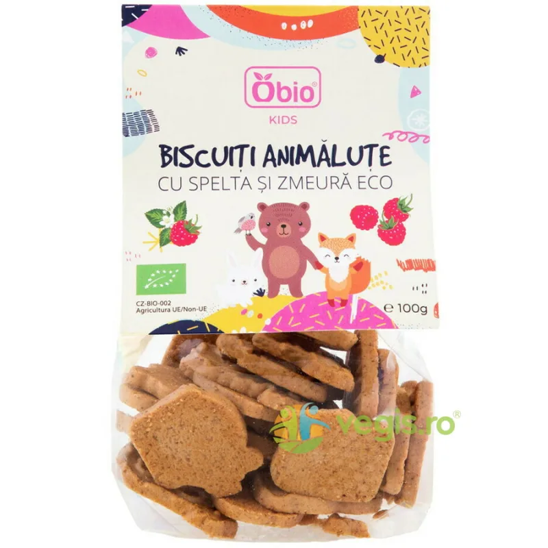 Biscuiti Animalute cu Spelta si Zmeura Ecologici/Bio 100g OBio — preț și oferte