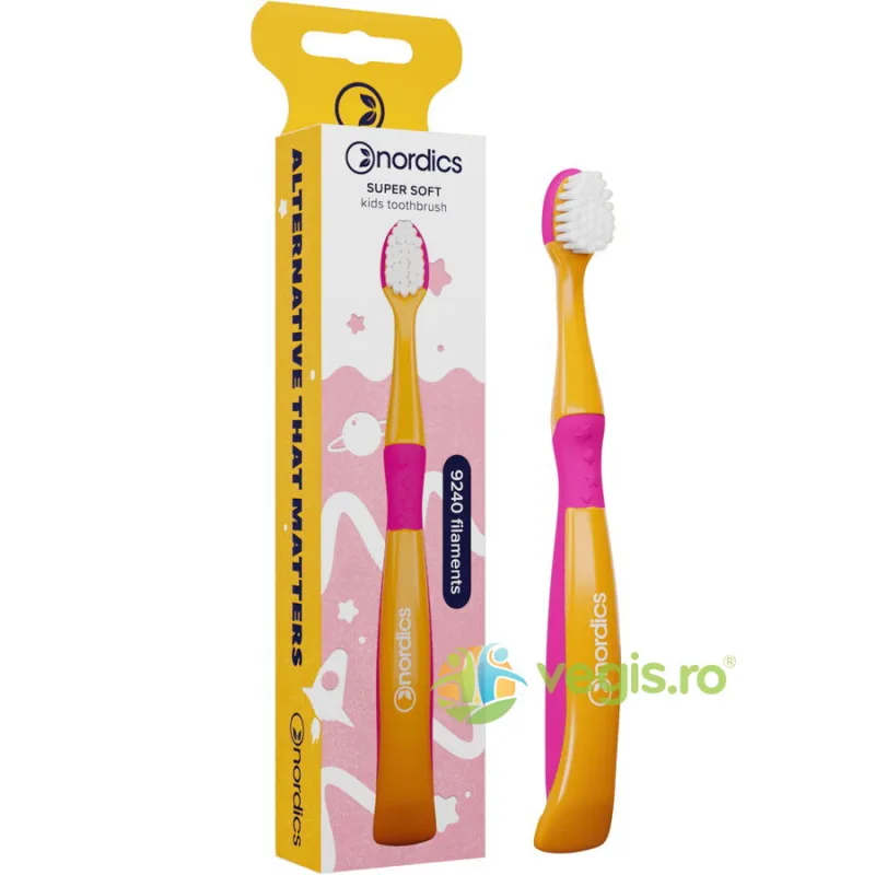 Periuta de Dinti Premium pentru Copii 9240 Filamente, Super Soft, Portocaliu NORDICS — preț și oferte