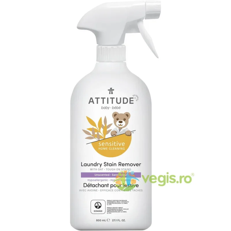 Solutie pentru Indepartarea Petelor de pe Rufele Copiilor Sensitive Skin Baby Natural 800ml ATTITUDE — preț și oferte