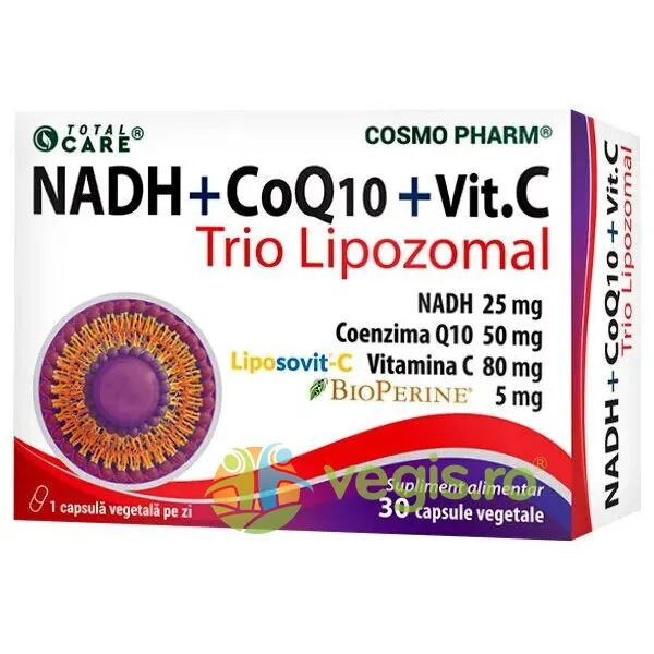 NADH + Coenzima Q10 + Vitamina C Trio Lipozomal 30cps vegetale COSMO PHARM — preț și oferte