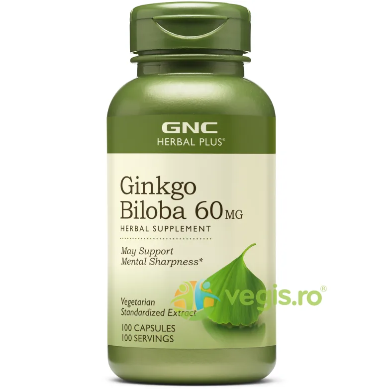 Ginkgo Biloba 60mg Herbal Plus 100cps GNC — preț și oferte