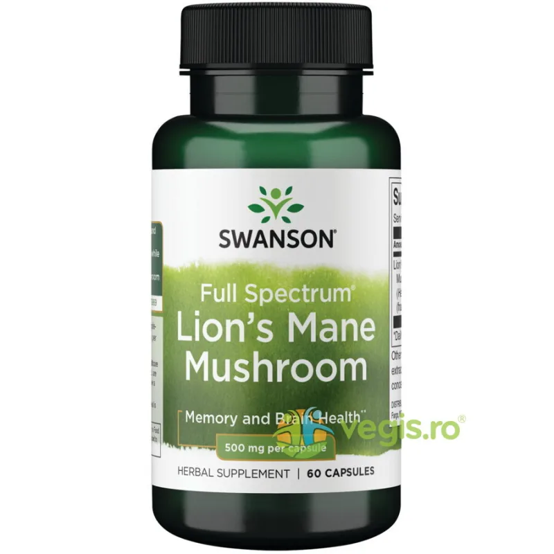 Ciuperca Coama Leului 500mg 60cps SWANSON — preț și oferte
