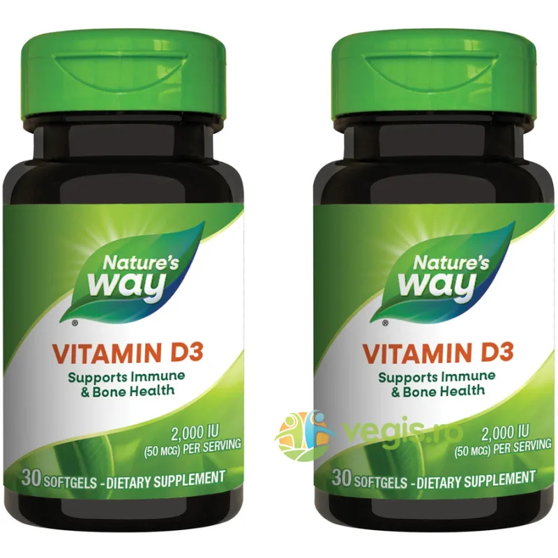 Pachet Vitamina D3 2000U.I (Adulti) 30cps+30cps Secom, Nature's Way — preț și oferte