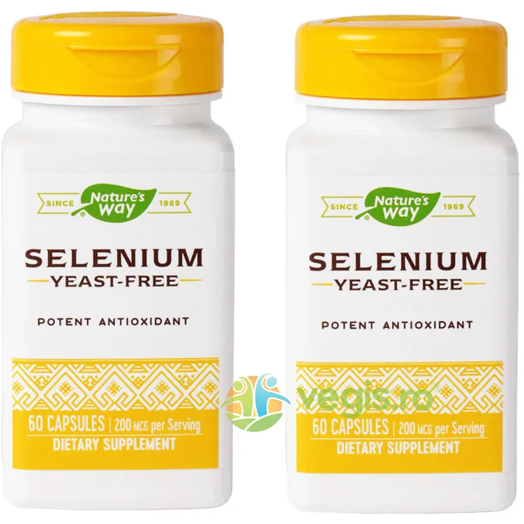 Pachet  Selenium 200mcg 60cps+60cps Secom, Nature's Way — preț și oferte