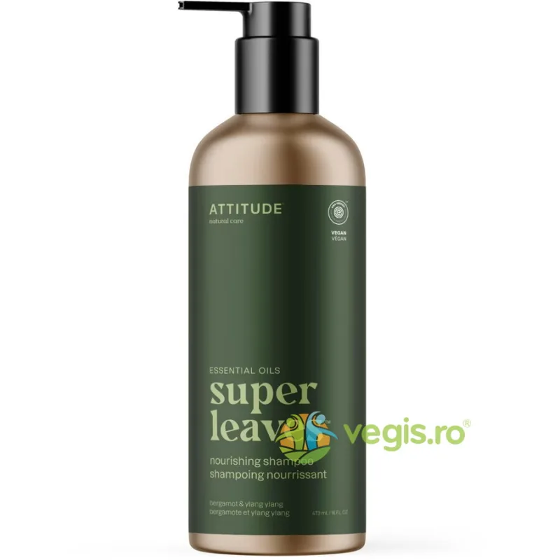Sampon 2in1 pentru Barbati cu Bergamota si Ylang-Ylang Super Leaves 473ml ATTITUDE — preț și oferte