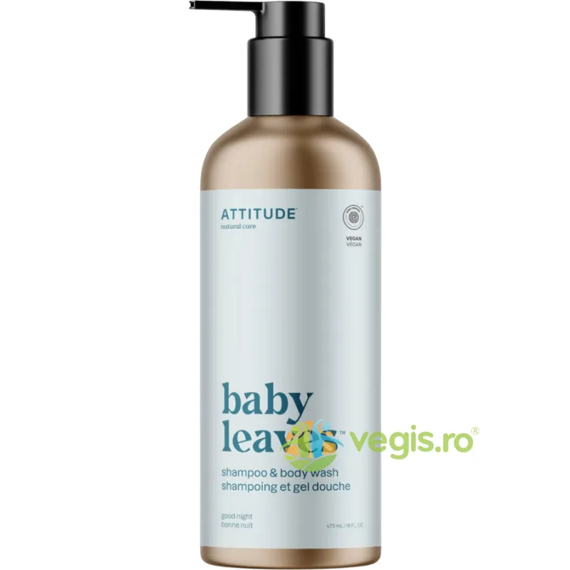 Sampon si Gel de Dus pentru Bebelusi Noapte Buna Baby Leaves Essential 473ml ATTITUDE — preț și oferte