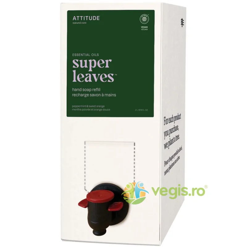 Rezerva Sapun de Maini cu Menta si Portocale Dulci Super Leaves 2L ATTITUDE — preț și oferte
