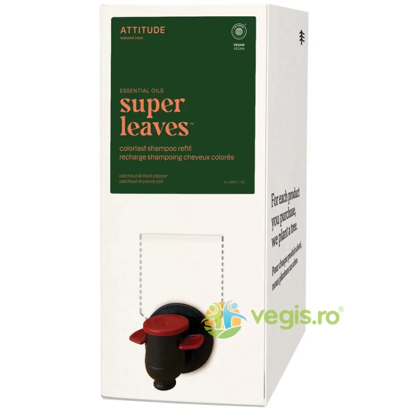 Rezerva Sampon pentru Par Vopsit cu Patchouli si Piper Negru Super Leaves 2L ATTITUDE — preț și oferte