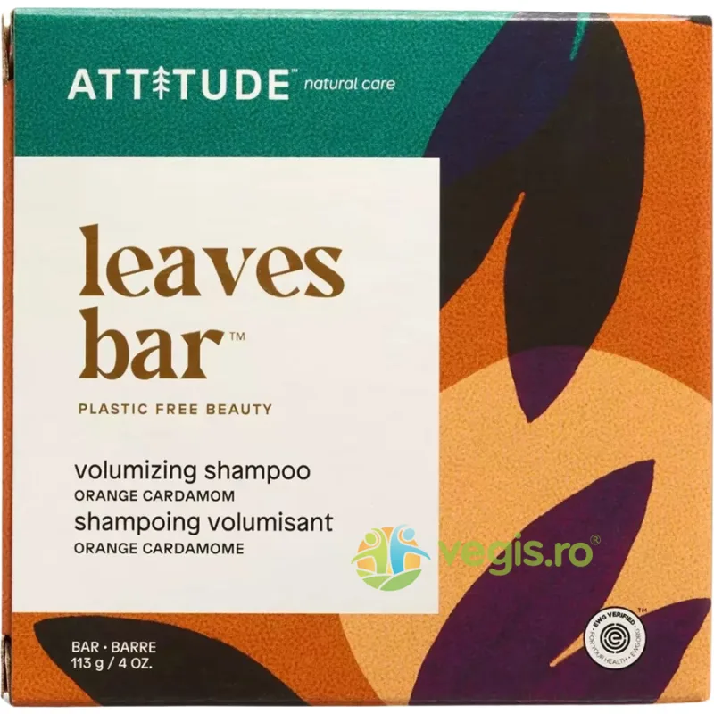 Sampon Solid pentru Volum cu Cardamom Portocaliu 113g ATTITUDE — preț și oferte