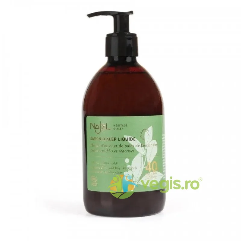 Sapun Lichid de Alep cu 40% Ulei de Dafin Bio 500ml NAJEL — preț și oferte