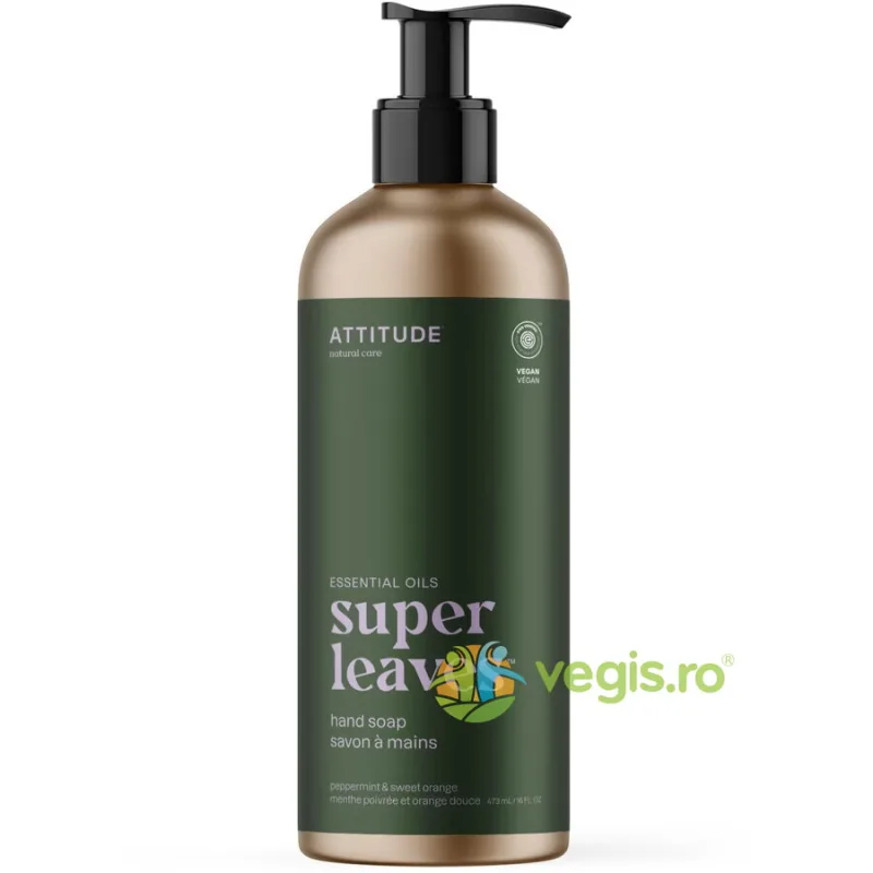Sapun de Maini cu Menta si Portocala Dulce Super Leaves 473ml ATTITUDE — preț și oferte