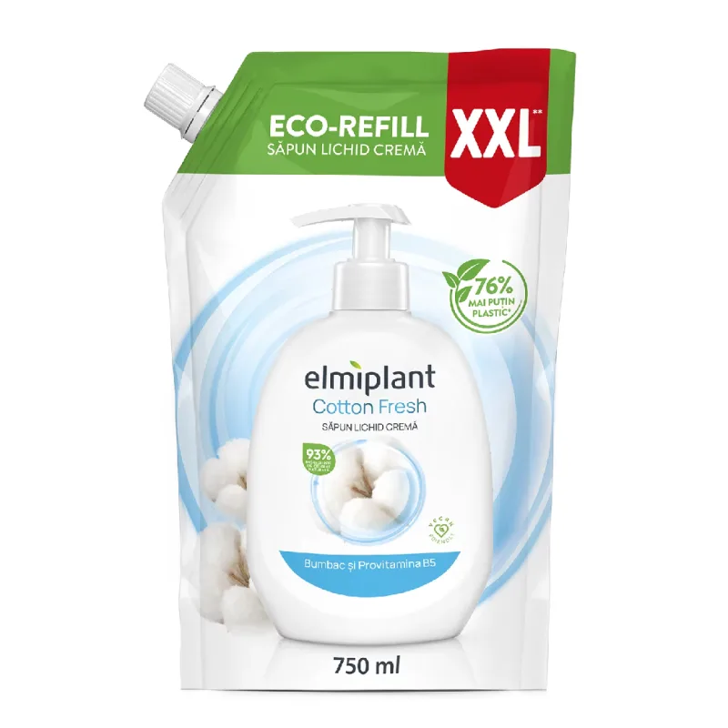 Sapun lichid crema Bumbac si Provitamina B5, 750ml, Elmiplant — preț și oferte