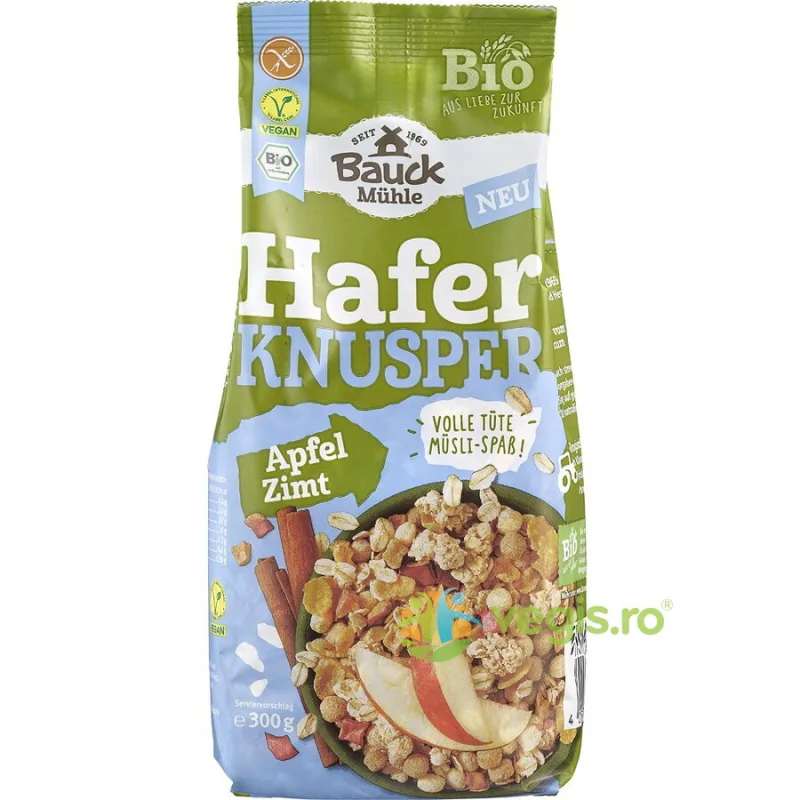 Musli Crocant cu Ovaz, Mere si Scortisoara fara Gluten Ecologic/Bio 300g BAUCKHOF — preț și oferte