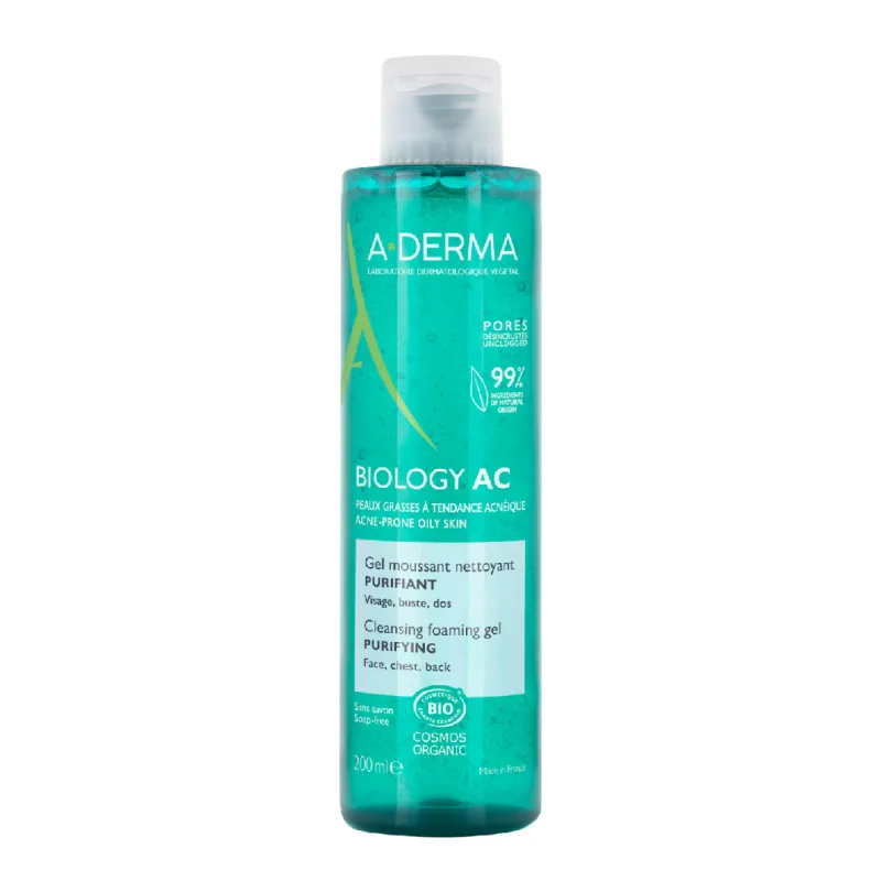 Gel de curatare spumant purificator Biology AC, 200 ml, A-Derma — preț și oferte