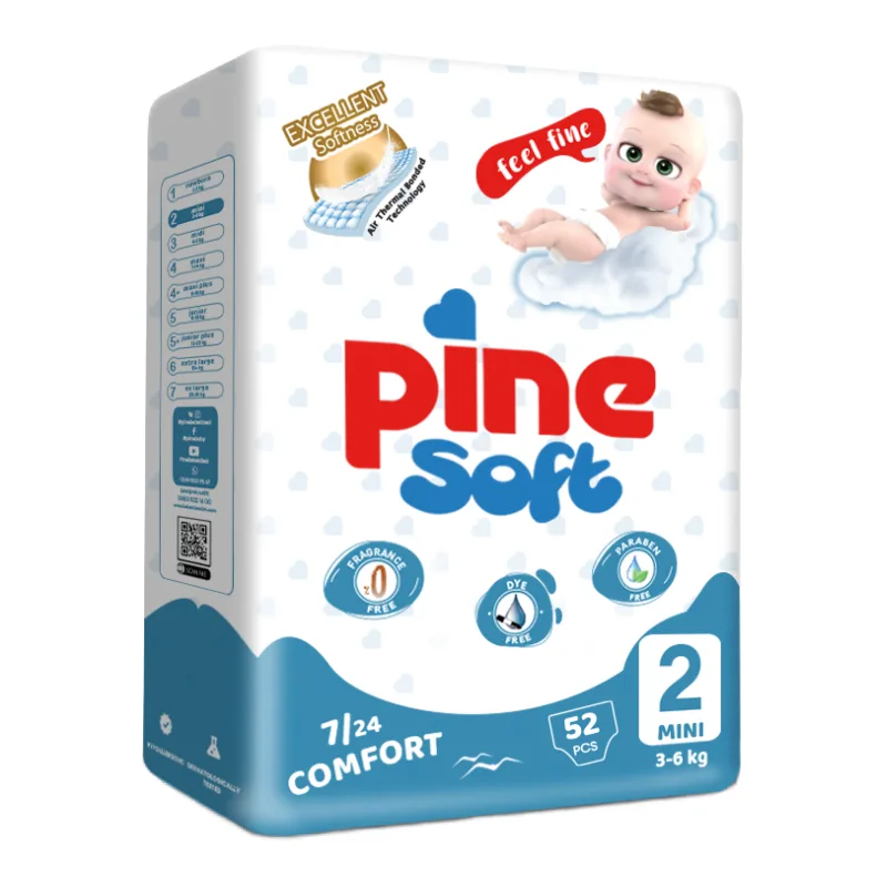 Scutece mini Soft, 3-6 kg, 52 bucati, PINE — preț și oferte